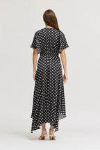 UNBALANCED SKIRT MAXI DRESS--BLACK/IVORY