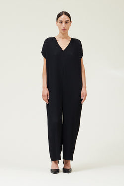 PLEATED JUMPSUIT--BLACK