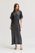GRANITE WASH RUCHED WAIST DRESS