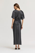 GRANITE WASH RUCHED WAIST DRESS