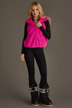 FAUX FUR VEST--FUSCHIA