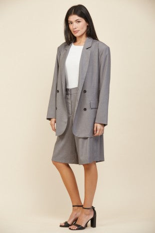 OVERSIZED DOUBLE BREASTED JACKET--GREY