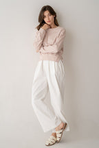 ASYMMETRIC HEM LIGHTWEIGHT SWEATSHIRT--DUSTY MAUVE