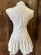 STRETCH TWILL BUTTON DOWN ROMPER--CREAM