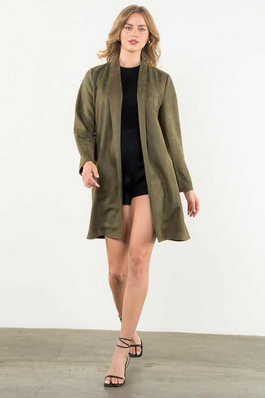 SAY WHAT YOU MEAN SUEDE JACKET--OLIVE