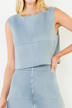 BABY BLUE SUEDE SLEEVELESS TOP