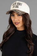 ASK ME ABOUT MY DOG LEOPARD/IVORY TRUCKER HAT