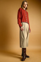 PLEATED DETAIL BERMUDAS--SAND