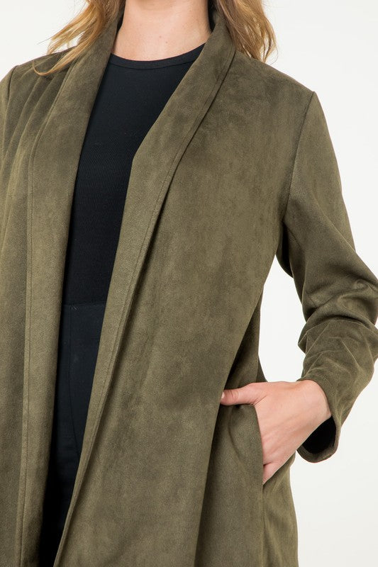 SAY WHAT YOU MEAN SUEDE JACKET--OLIVE