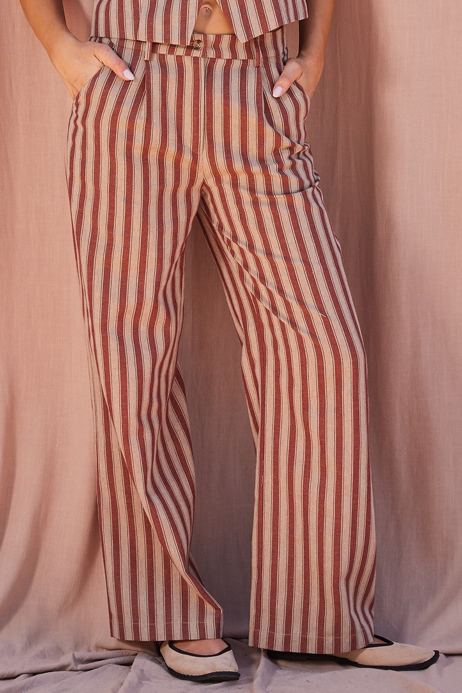 STRIPED WIDE LEG PANTS