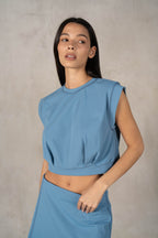 ULTRA SOFT TENCEL SPANDEX WRAP SKORT--BLUE