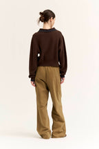 DARK CHOCO SCALLOP EDGE CARDIGAN
