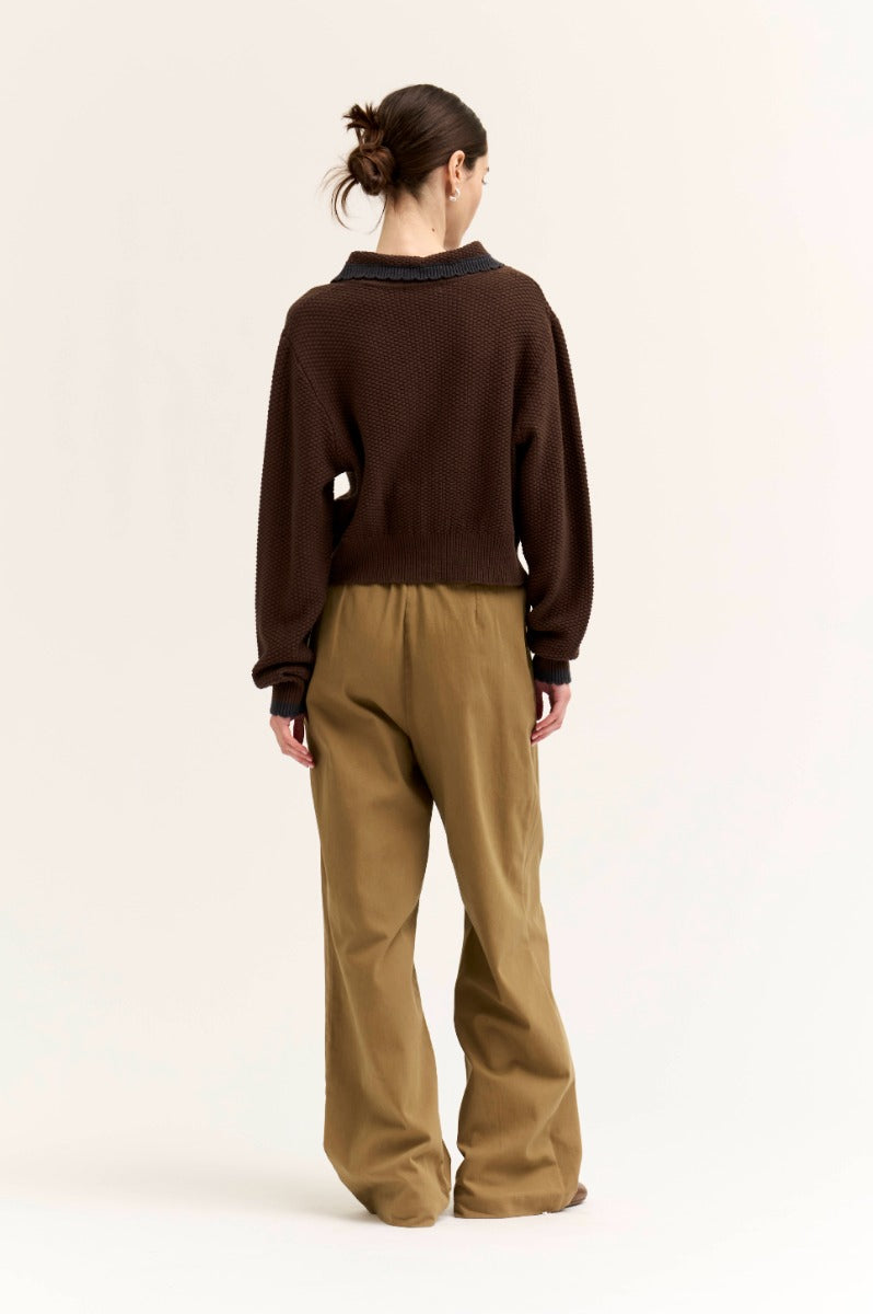 DARK CHOCO SCALLOP EDGE CARDIGAN
