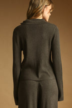 ESPRESSO RIBBED ZIP UP JACKET