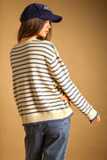 STRIPED LANG SWEATER TOP--BUTTER BLUE