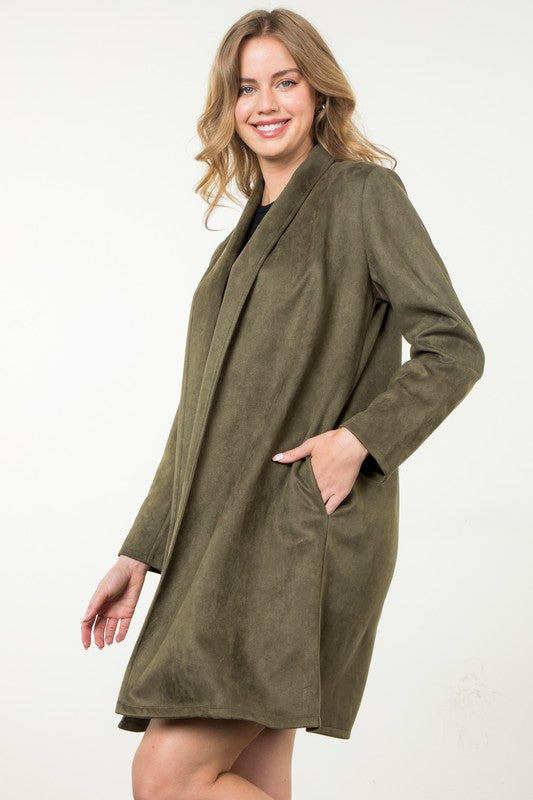 SAY WHAT YOU MEAN SUEDE JACKET--OLIVE