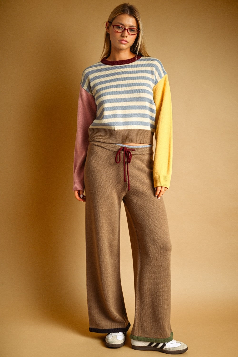 STRIPE COLORBLOCK KNIT TOP--BLUE MULTI