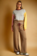 STRIPE COLORBLOCK KNIT TOP--BLUE MULTI