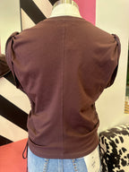HABITUAL SLEEVELESS CINCHED WAIST TEE--MOCHA