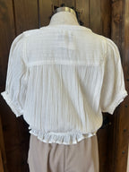 PUFF SLEEVE WOVEN TOP--WHITE
