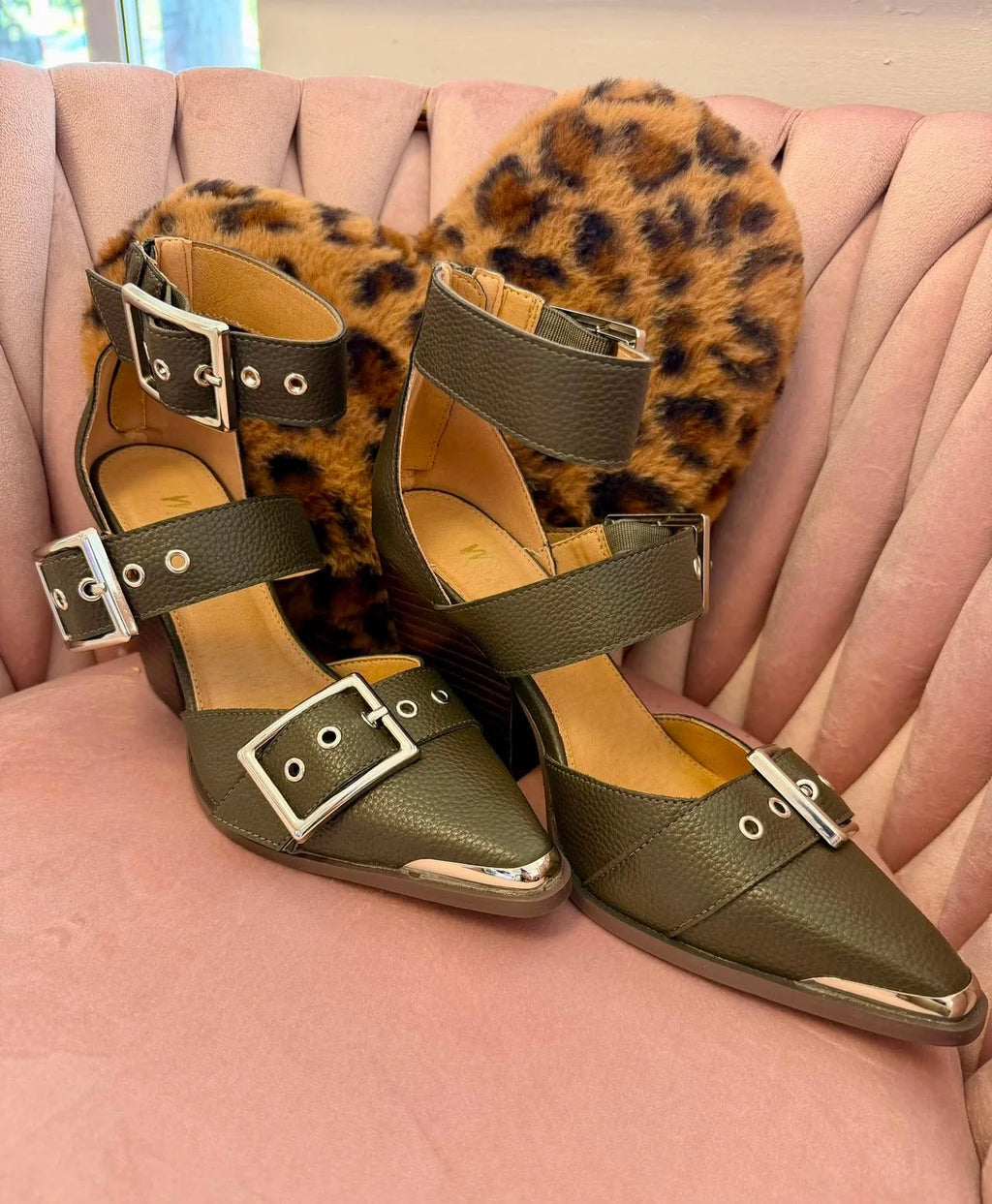 RIGHT ON POINT HEEL--DARK OLIVE