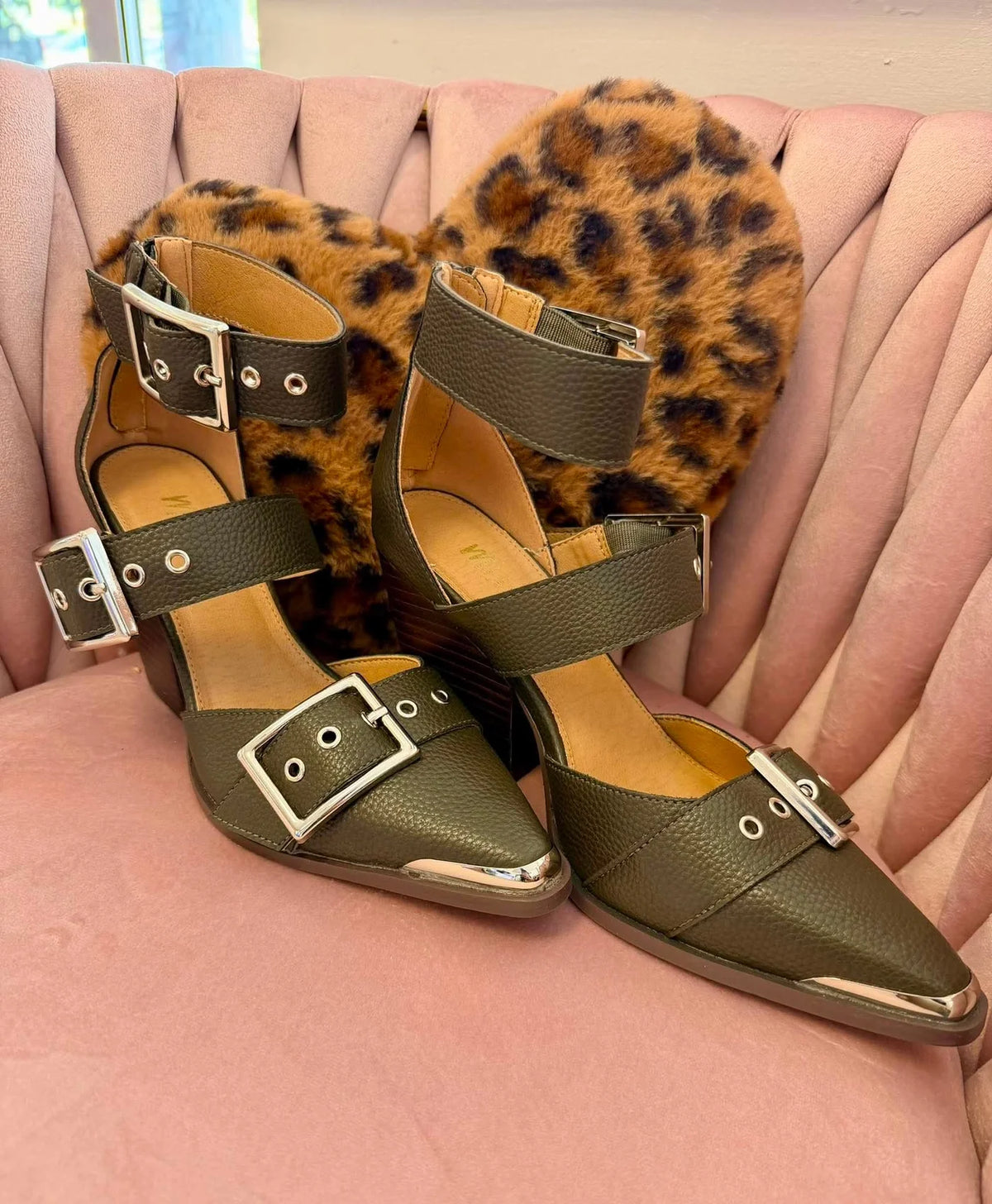 RIGHT ON POINT HEEL--DARK OLIVE