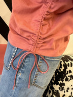HABITUAL SLEEVELESS CINCHED WAIST TEE--ROSE