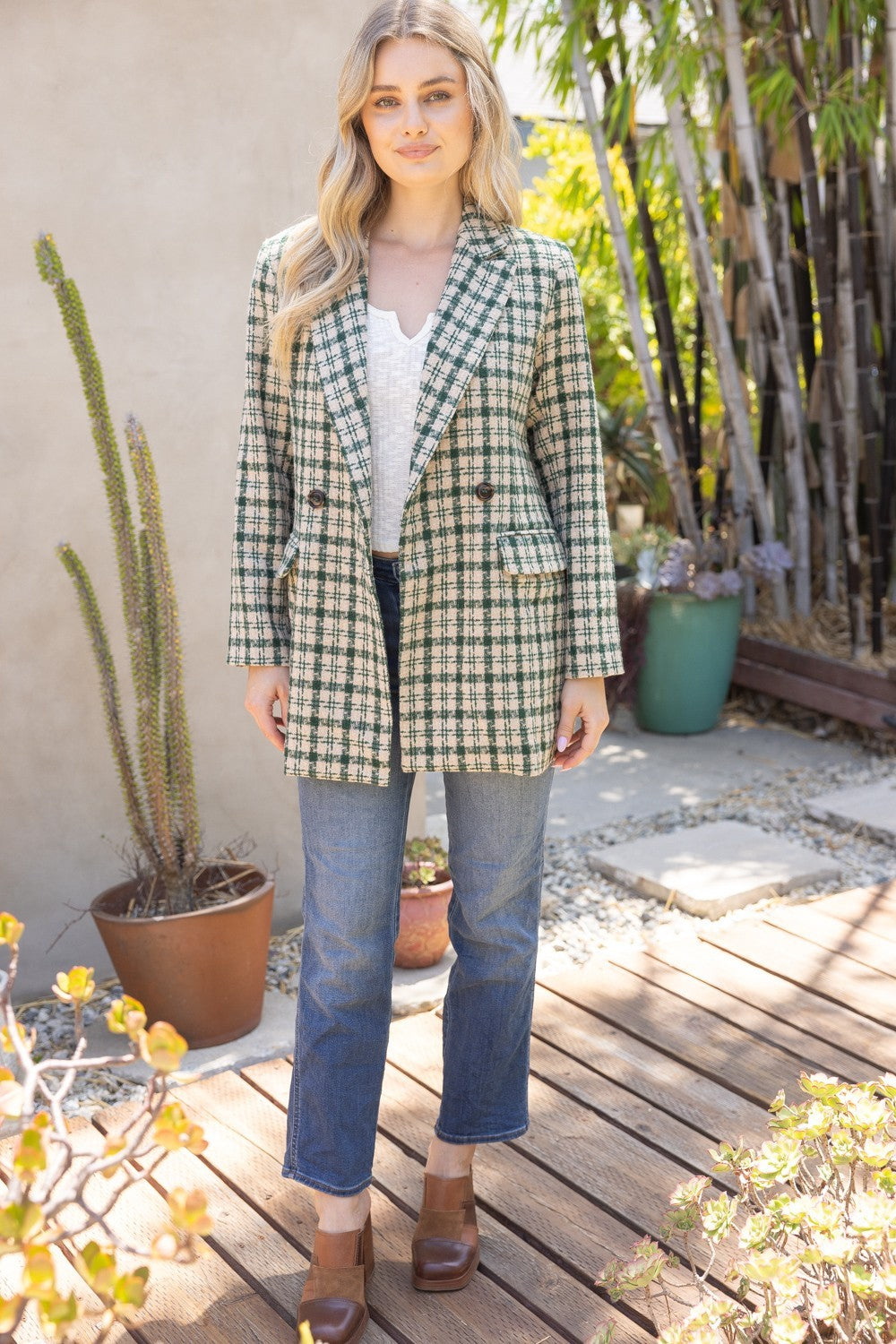 TWEED PLAID BLAZER/COAT