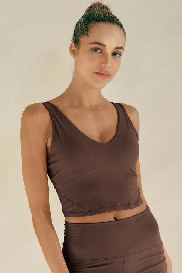 FITTED ACTIVEWEAR TANK--CHOCOLATE