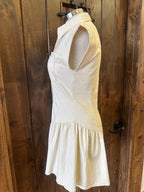 STRETCH TWILL BUTTON DOWN ROMPER--CREAM