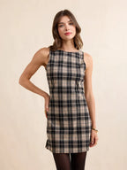 SERVED UP STRETCH PLAID MINI DRESS
