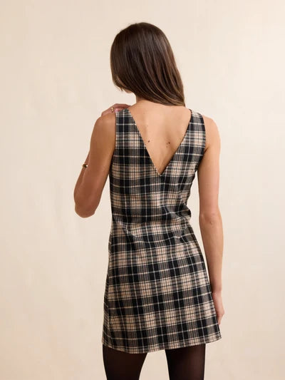 SERVED UP STRETCH PLAID MINI DRESS