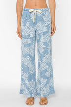 VELVET HEART ALEAH PALM LEAF PANTS--BLUE MIX