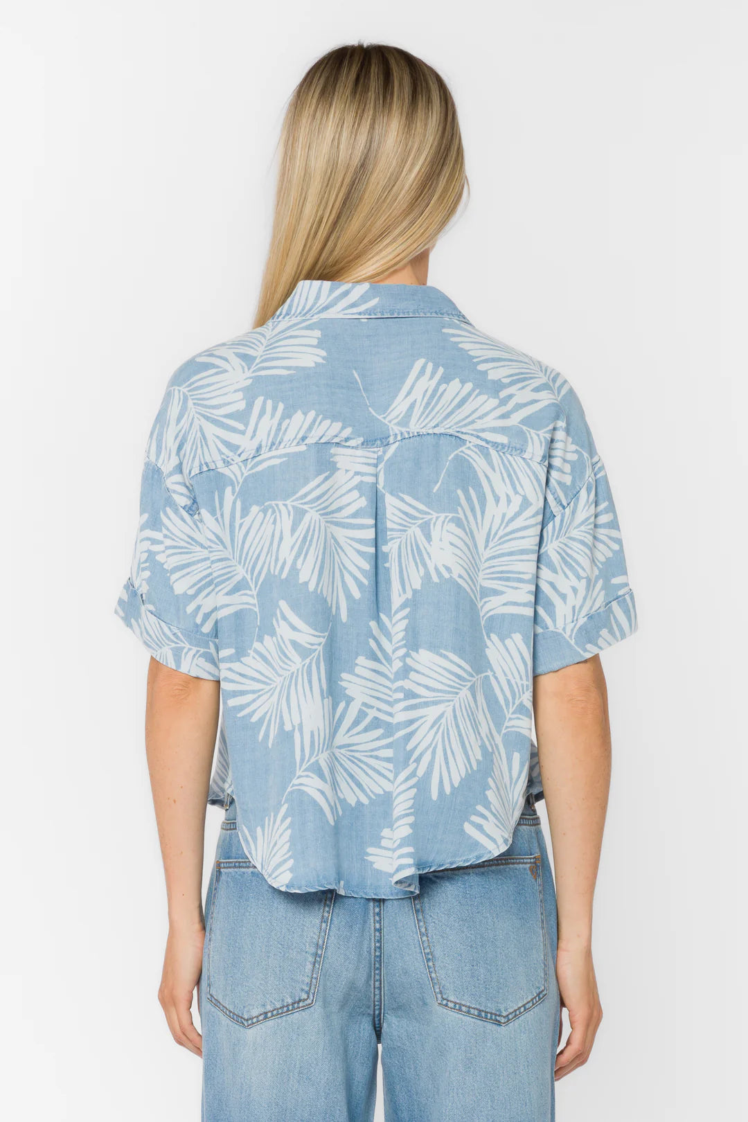 VELVET HEART BRANDON PALM LEAF SHIRT--BLUE MIX