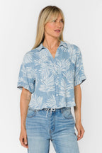 VELVET HEART BRANDON PALM LEAF SHIRT--BLUE MIX