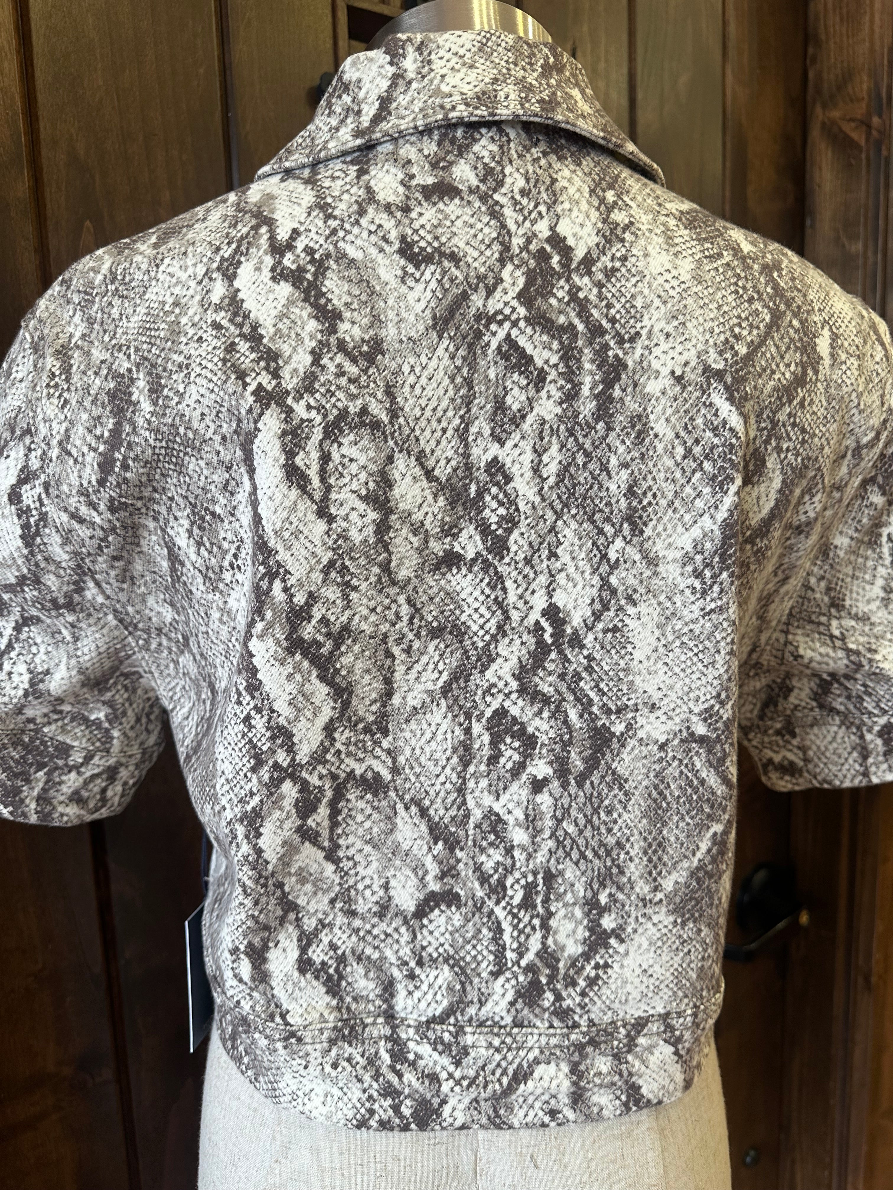 HABITUAL SNAKESKIN PULLOVER TOP--BROWN MIX