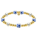 CHERRY BLOSSOM GOLD FILLED BEADED BRACELET WITH PORCELAIN--BLUE