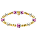 CHERRY BLOSSOM GOLD FILLED BEADED BRACELET WITH PORCELAIN--PINK