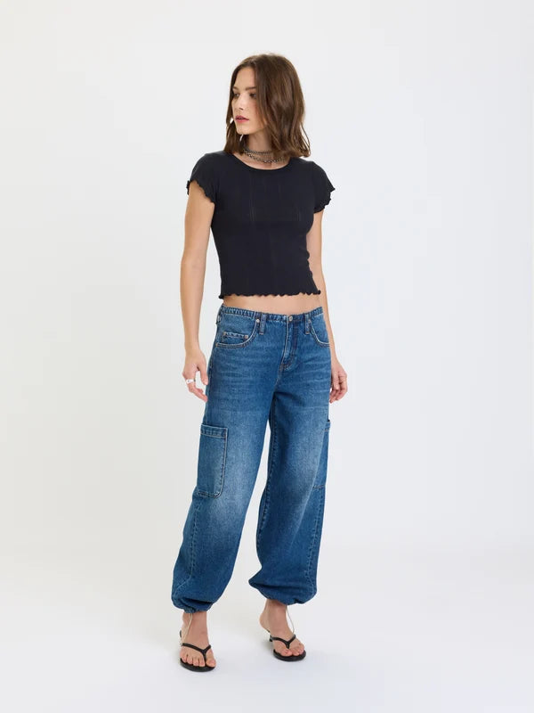 DAZE DENIM MIRAGE MID RISE CARGO HAREM--SNAP