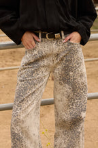 VINTAGE HAVANA DISTRESSED LEOPARD WASHED WIDE LEG JEAN