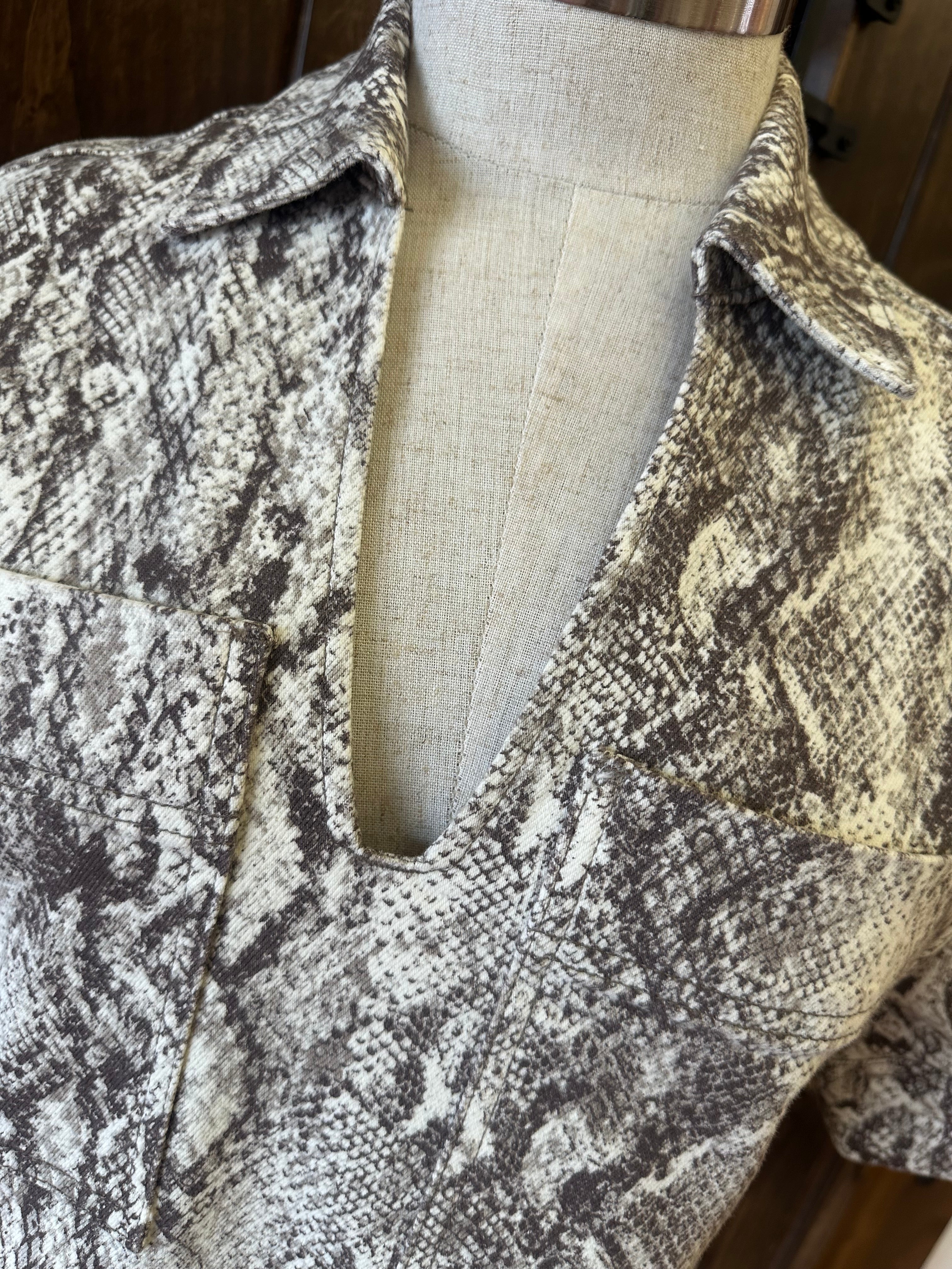 HABITUAL SNAKESKIN PULLOVER TOP--BROWN MIX