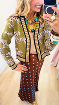 CHEETAH V-NECK BUTTON DOWN CARDIGAN