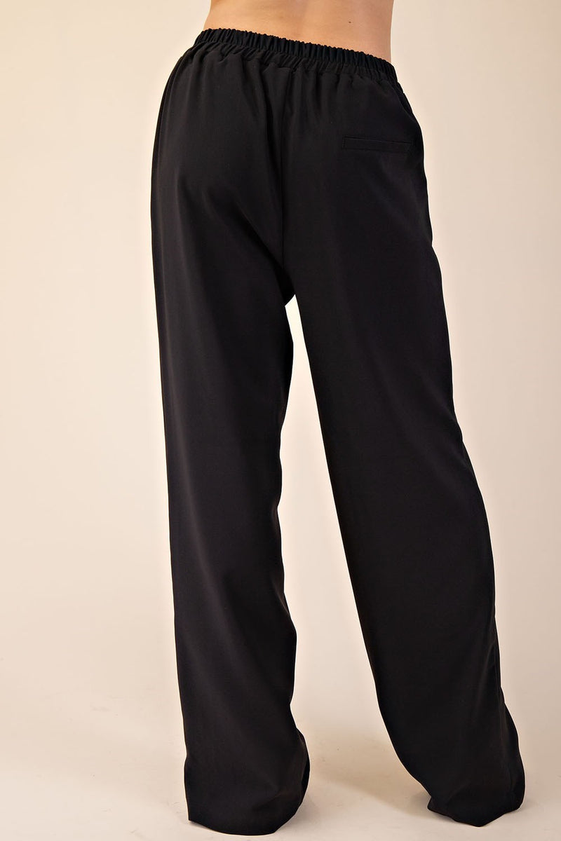 HIGH RISE WIDE LEG PANTS--BLACK