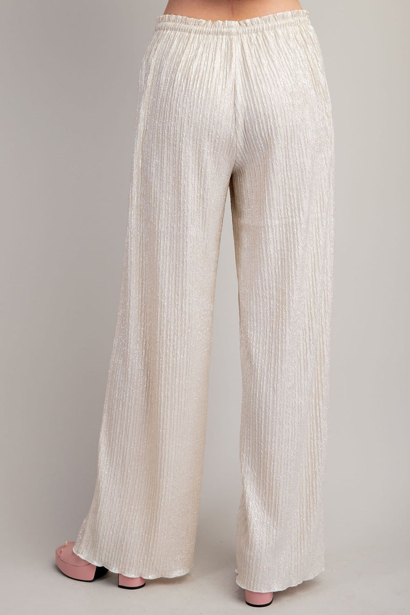 GLAMOROUS LIFE FLOWY SHIMMER PANTS--CHAMPAGNE