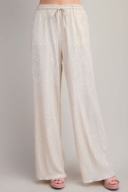 GLAMOROUS LIFE FLOWY SHIMMER PANTS--CHAMPAGNE