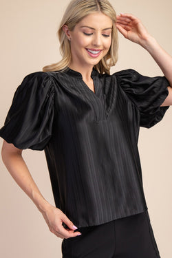 SHINE ON MY GIRL PUFF SLEEVE TOP--BLACK