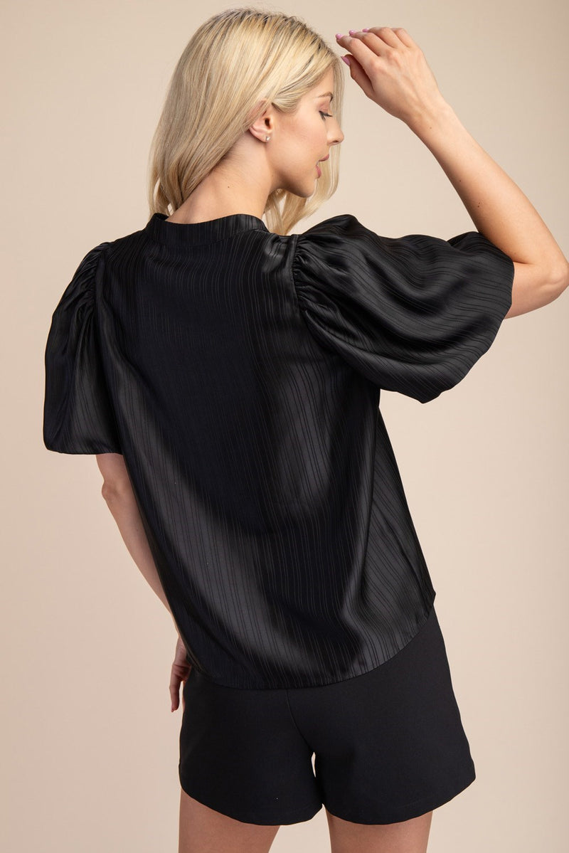 SHINE ON MY GIRL PUFF SLEEVE TOP--BLACK