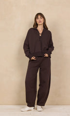 SOFT SURF WASH LACE UP HOODIE--BROWNIE