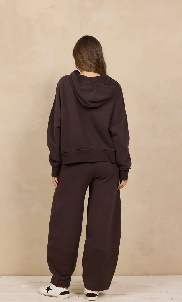 SOFT SURF WASH LACE UP HOODIE--BROWNIE
