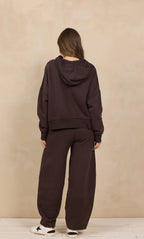 SOFT SURF WASH LACE UP HOODIE--BROWNIE